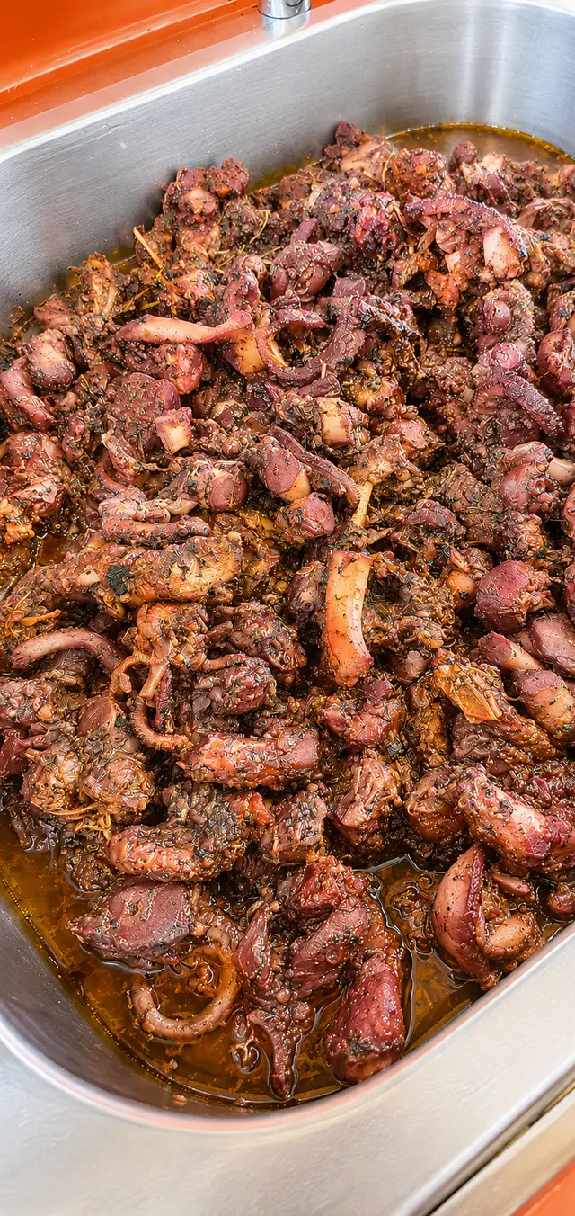 De la viande aux épices dans son bac